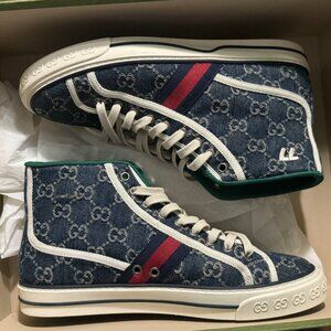 Gucci Tennis 1977 High Denim GG Monogram – Blue – Size Gucci9/US10 – Authentic